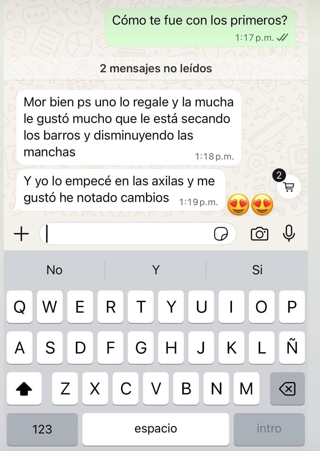 Comentario de clienta por WhatsApp 1
